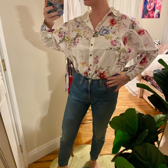 NWT Pearls by Aratta Floral Button Down Blouse - XS - Picture 2 of 14